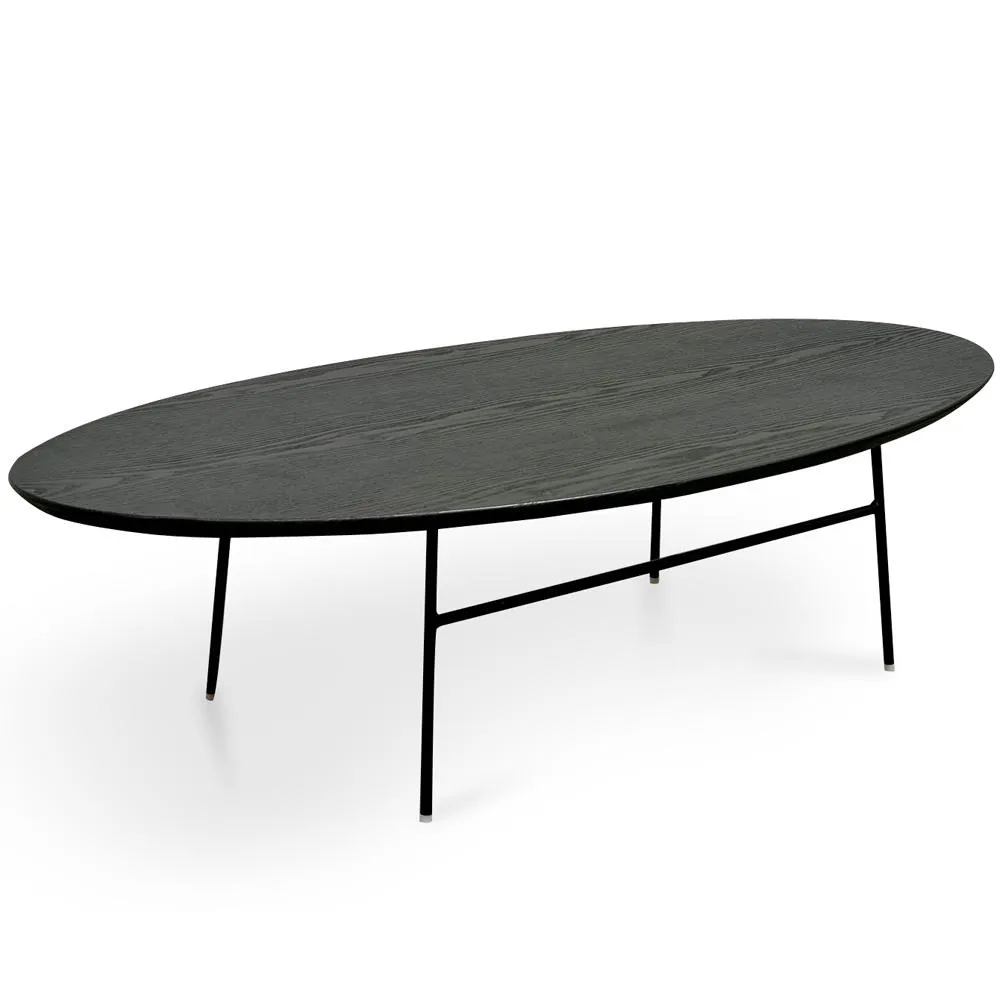 117.5cm Coffee Table - Black Ash Veneer - Black Legs