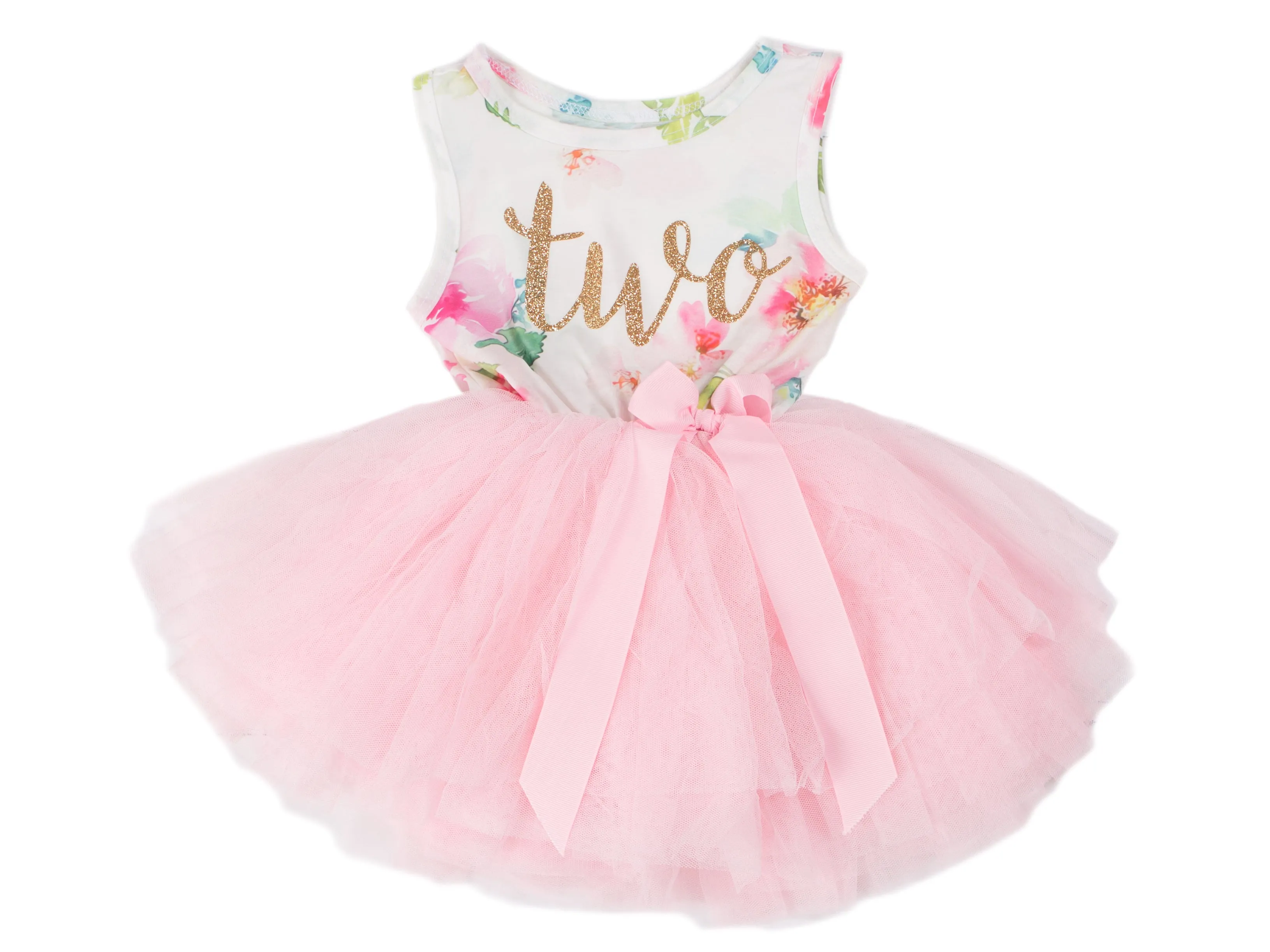 2nd Birthday Dress - Floral Heart (Sleeveless)