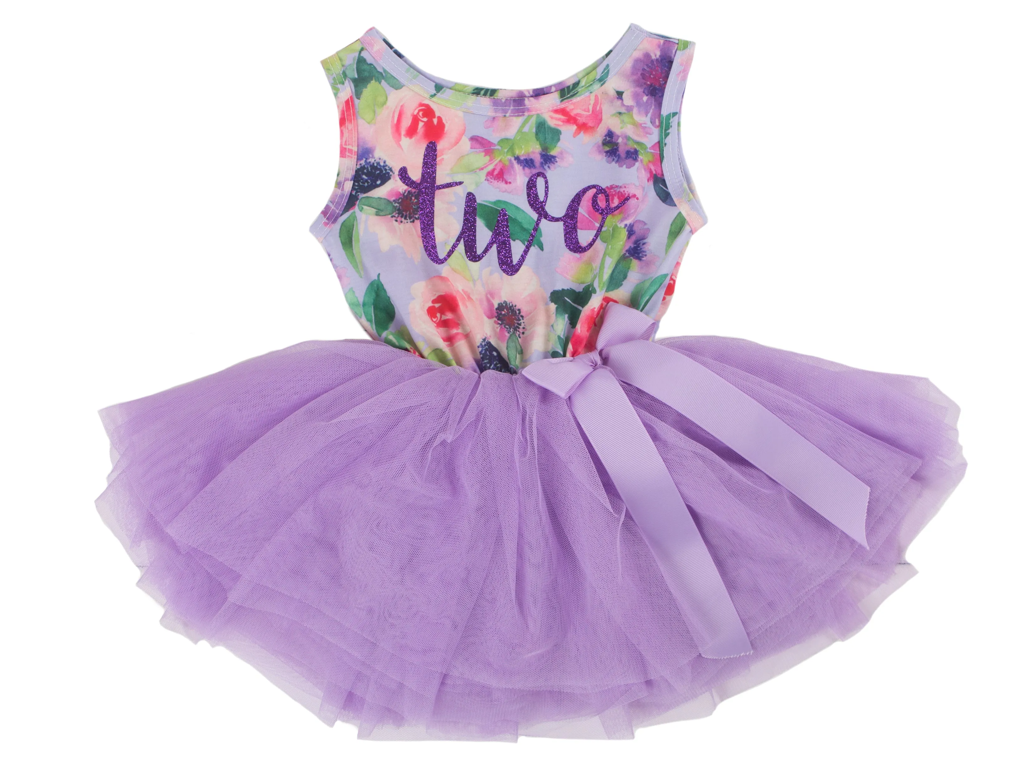 2nd Birthday Dress - Floral Heart (Sleeveless)