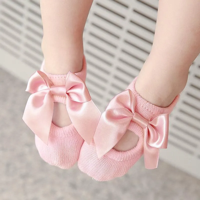 3-piece Cotton Bowknot Decor Antiskid Baby Socks Wholesale children's clothing