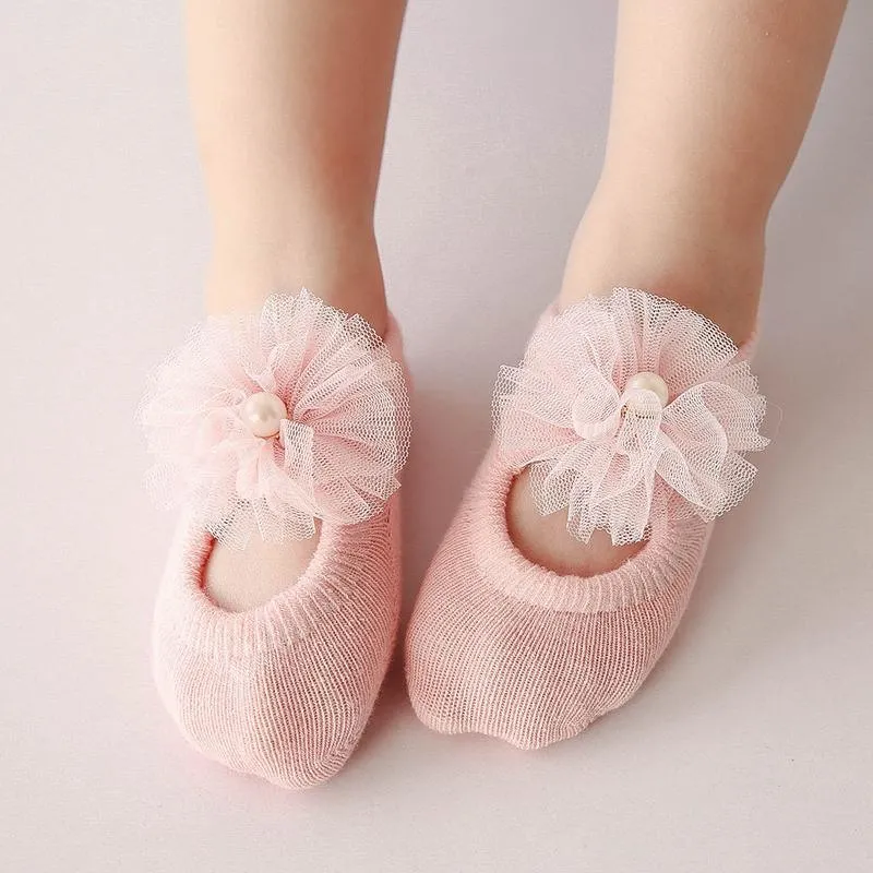 3-piece Cotton Bowknot Decor Antiskid Baby Socks Wholesale children's clothing