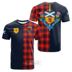 Abernethy Tartan Cotton T-shirt Alba with Scottish Lion Royal Arm Half Style