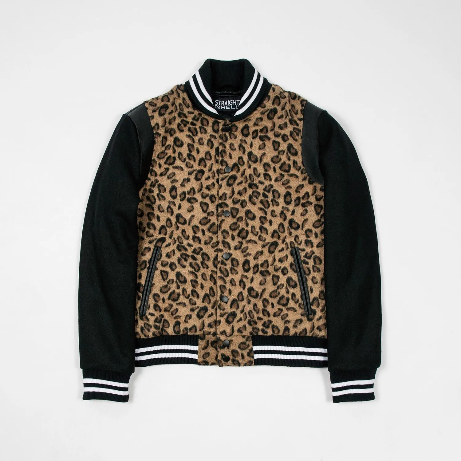 ACE VARSITY JACKET - LEOPARD/BLACK