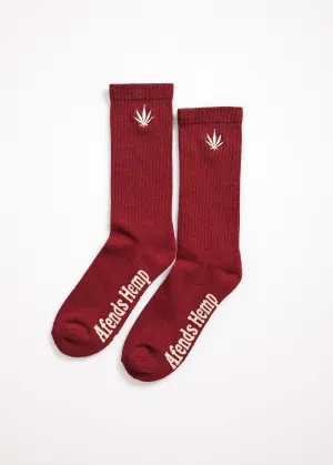 Afends Unisex Happy Hemp - Socks One Pack - Merlot