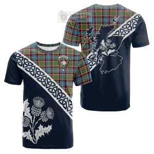 Aikenhead Tartan Cotton T-shirt Featuring Thistle and Scotland Map