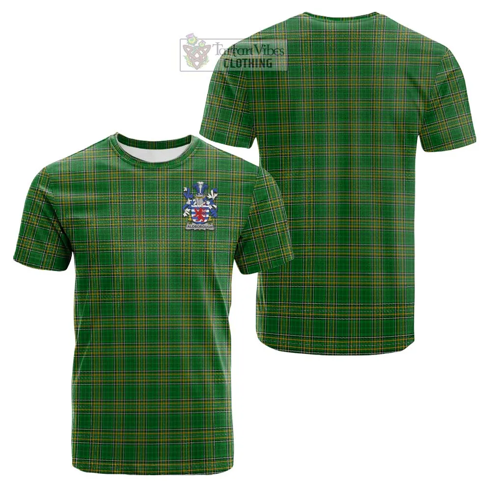 Aldborough Irish Clan Tartan Cotton T-shirt with Coat of Arms