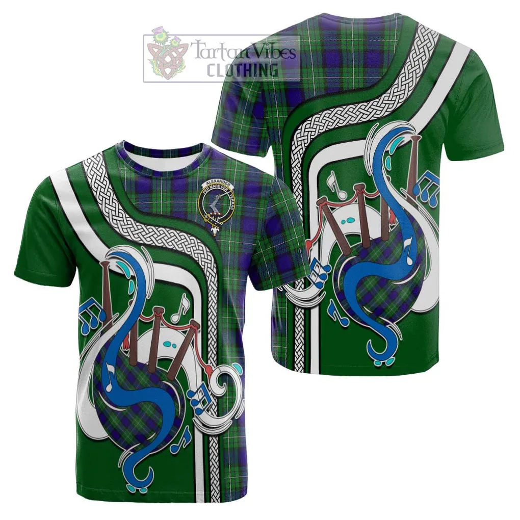 Alexander Tartan Cotton T-shirt with Epic Bagpipe Style