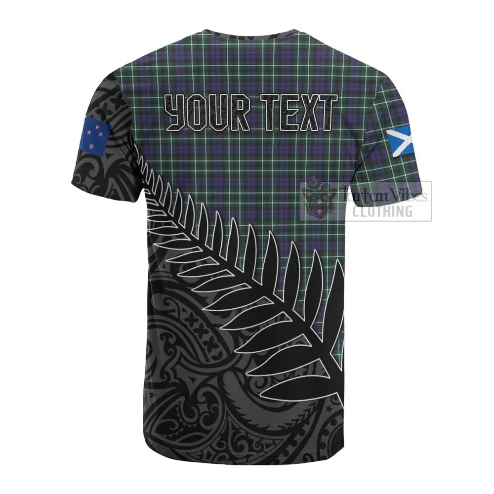 Allardice Crest Tartan Cotton T-shirt with New Zealand Silver Fern Half Style