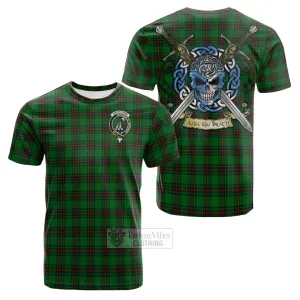 Anstruther Tartan Cotton T-shirt with Family Crest Celtic Skull Style