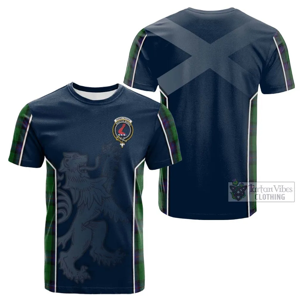 Armstrong Tartan Cotton T-shirt with Family Crest and Lion Rampant Vibes Sport Style