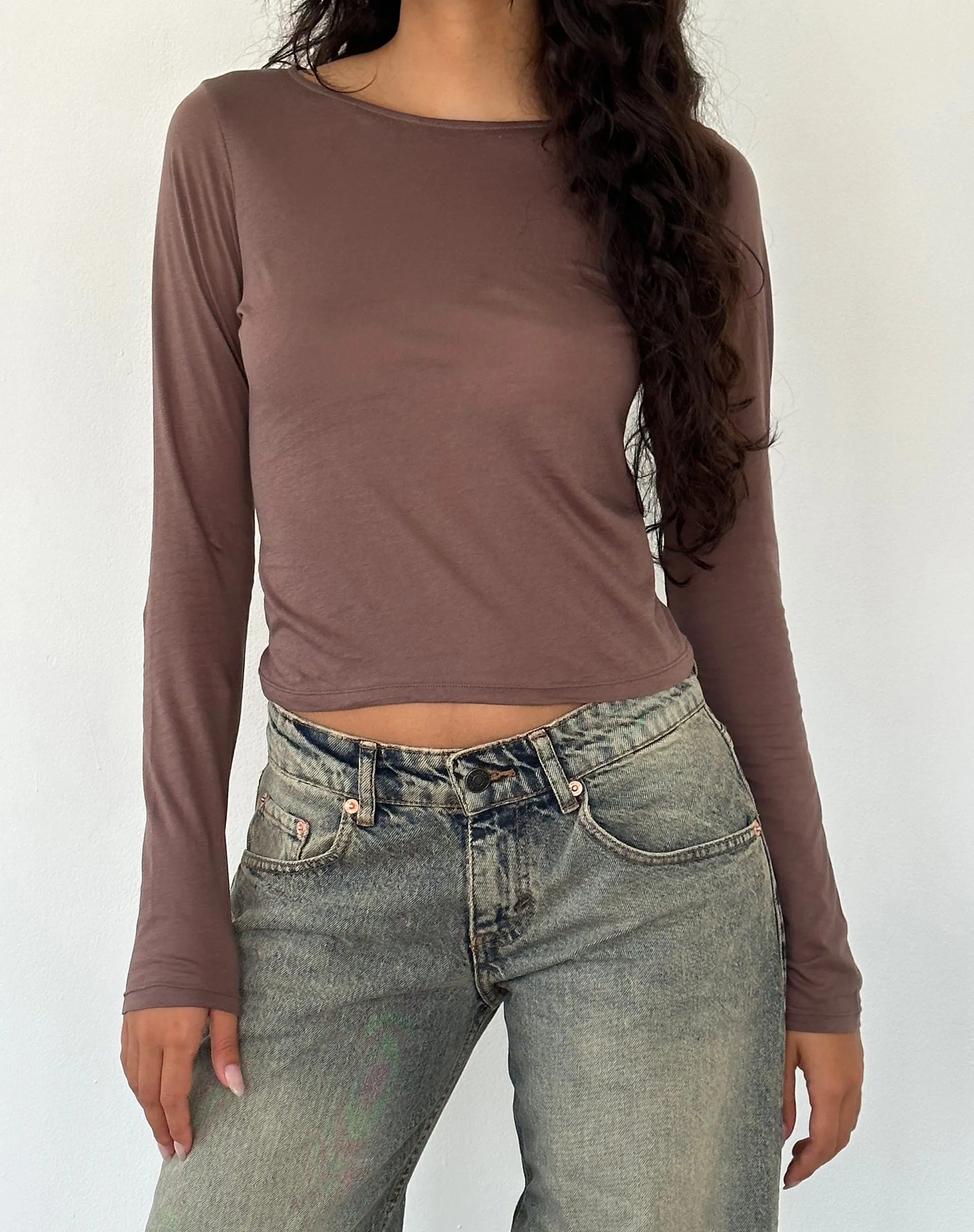 Asma Long Sleeve Top in Nutmeg