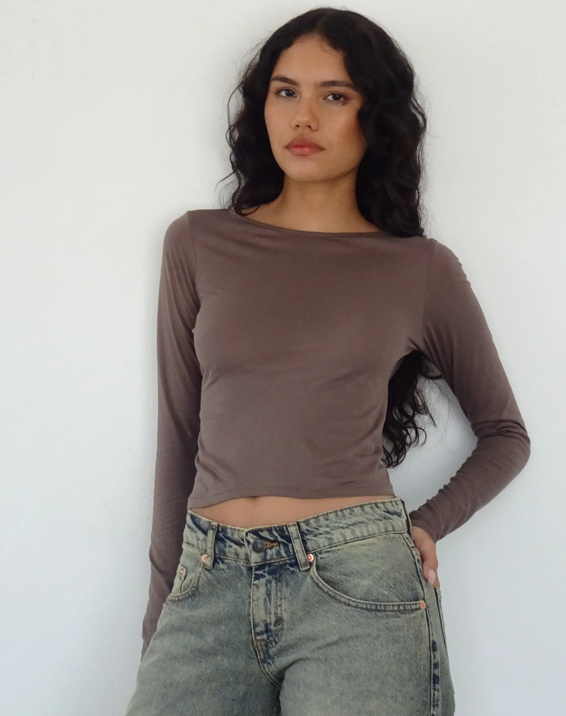 Asma Long Sleeve Top in Nutmeg