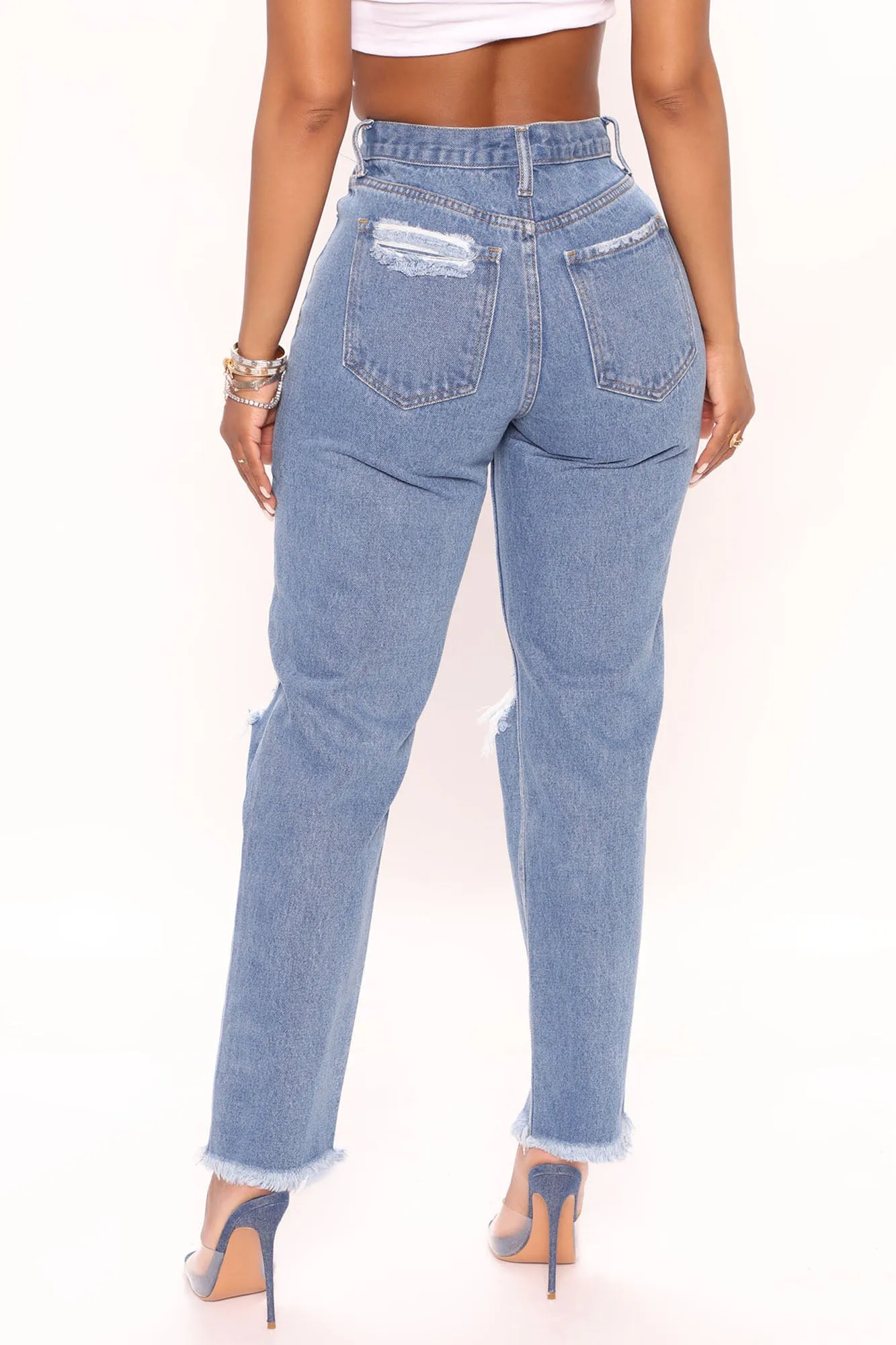 Back Home Ripped Mom Jeans - Medium Blue Wash