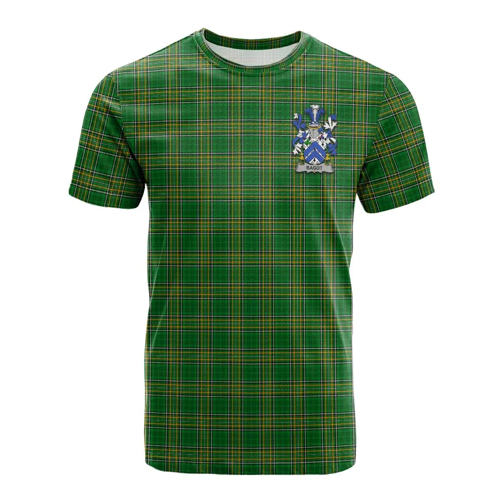 Bagot Irish Clan Tartan Cotton T-shirt with Coat of Arms