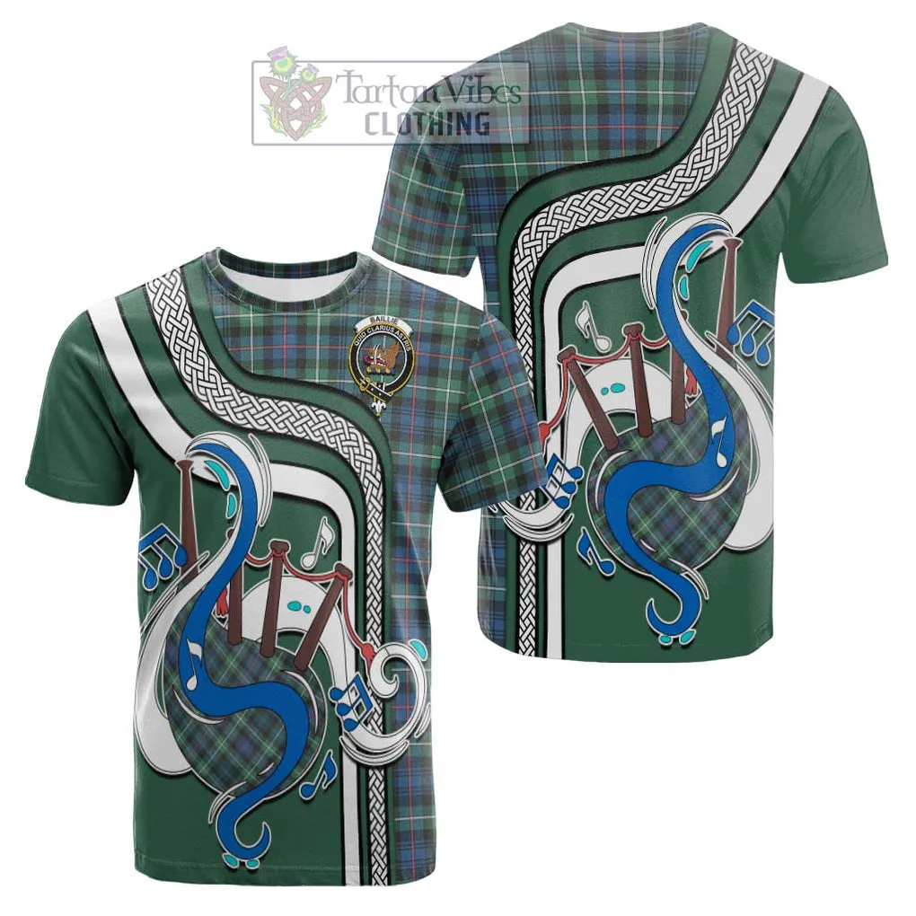 Baillie Ancient Tartan Cotton T-shirt with Epic Bagpipe Style