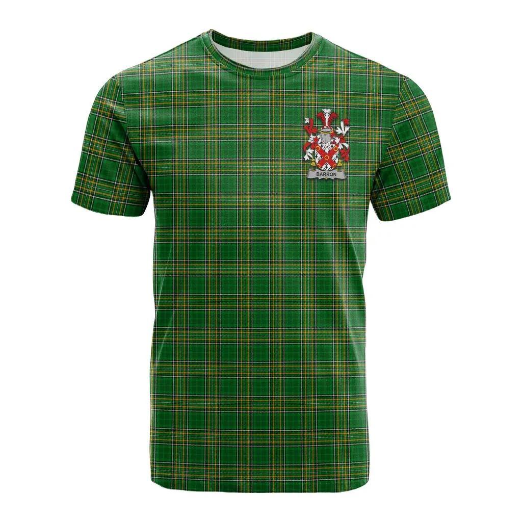 Barron Irish Clan Tartan Cotton T-shirt with Coat of Arms