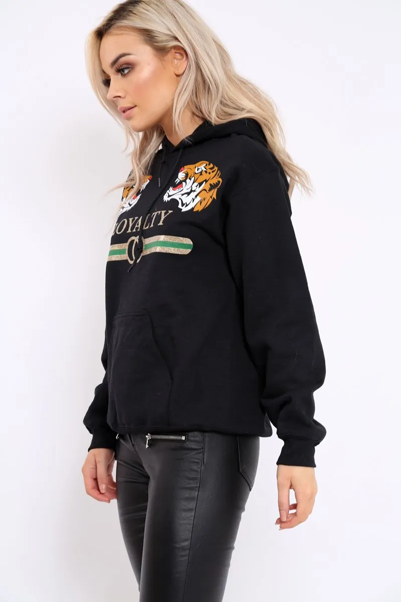 Black Loyalty Tiger Slogan Sweatshirt - Tiffanie