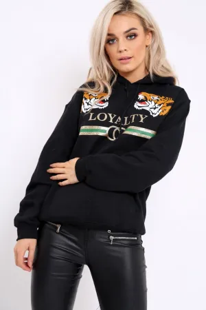 Black Loyalty Tiger Slogan Sweatshirt - Tiffanie