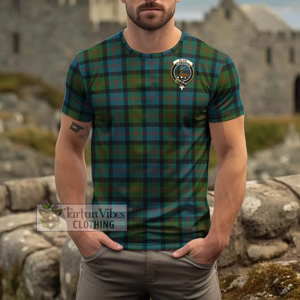 Blair Ancient Tartan Cotton T-Shirt with Family Crest