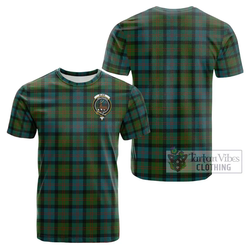 Blair Ancient Tartan Cotton T-Shirt with Family Crest