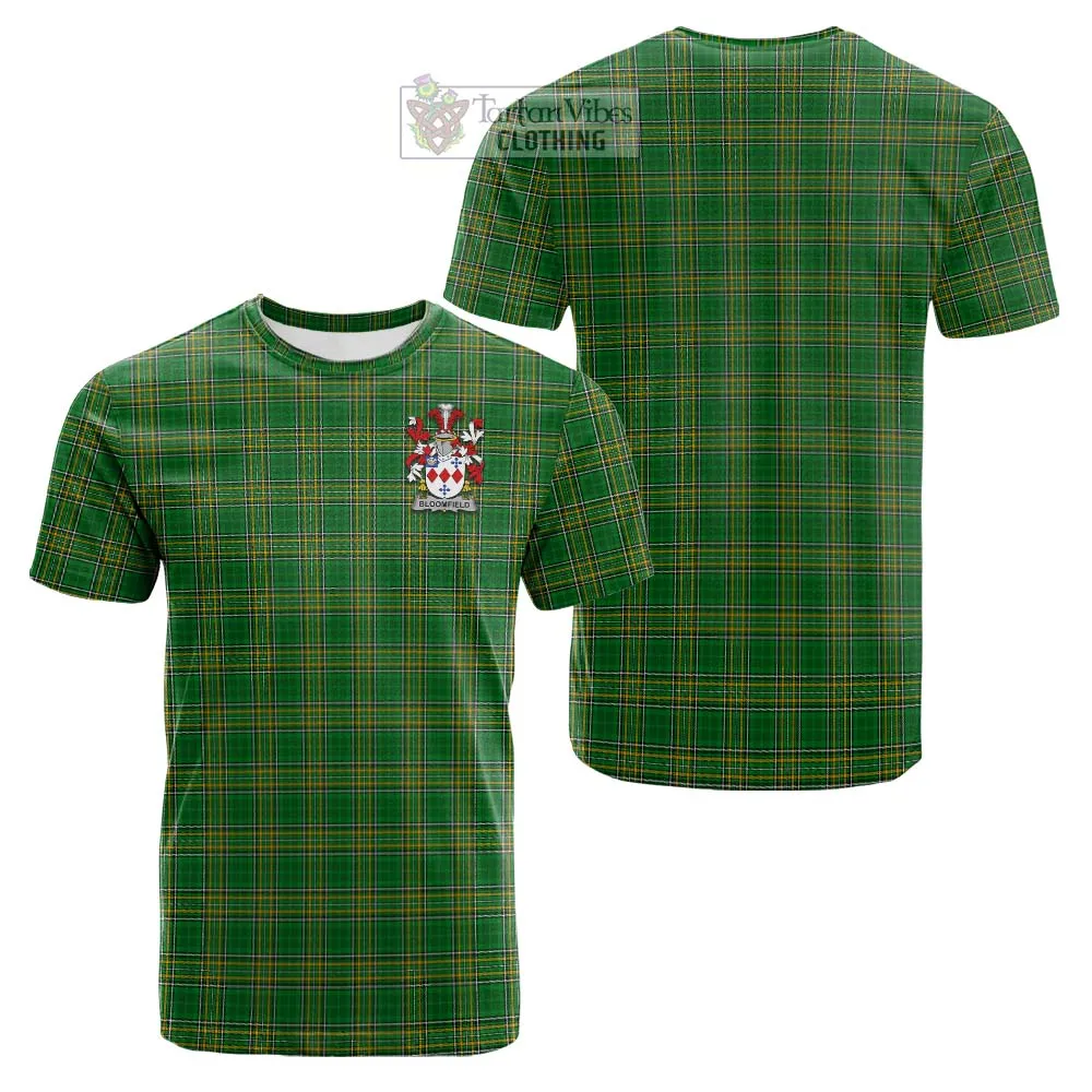 Bloomfield Irish Clan Tartan Cotton T-shirt with Coat of Arms