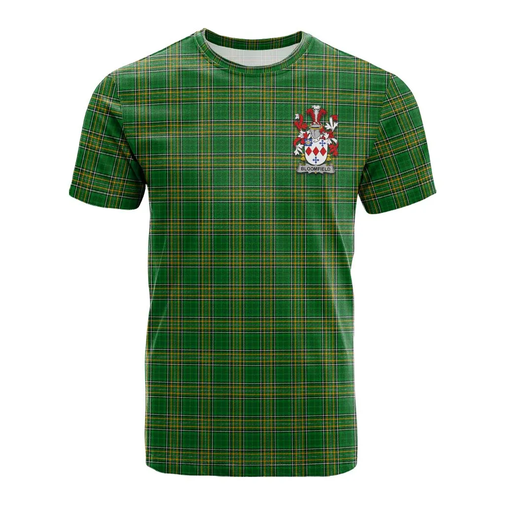 Bloomfield Irish Clan Tartan Cotton T-shirt with Coat of Arms