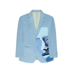 Blue face Corduroy Suit Jacket [Blue]