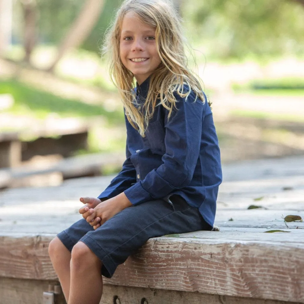 Boy Long Sleeve Navy Shirt