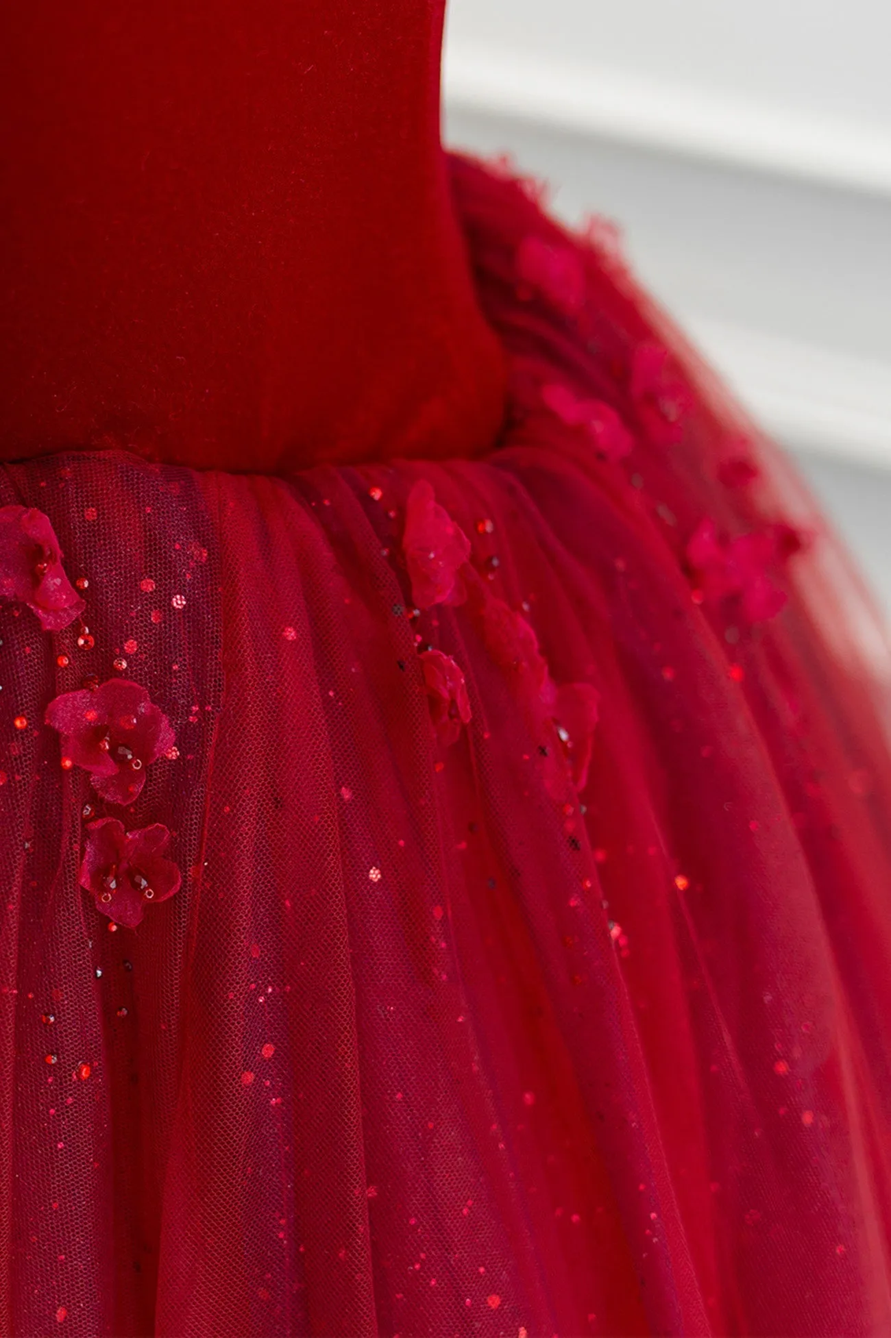 Burgundy Velvet Tulle Floor Length Prom Dress, Lovely Evening Party Dress