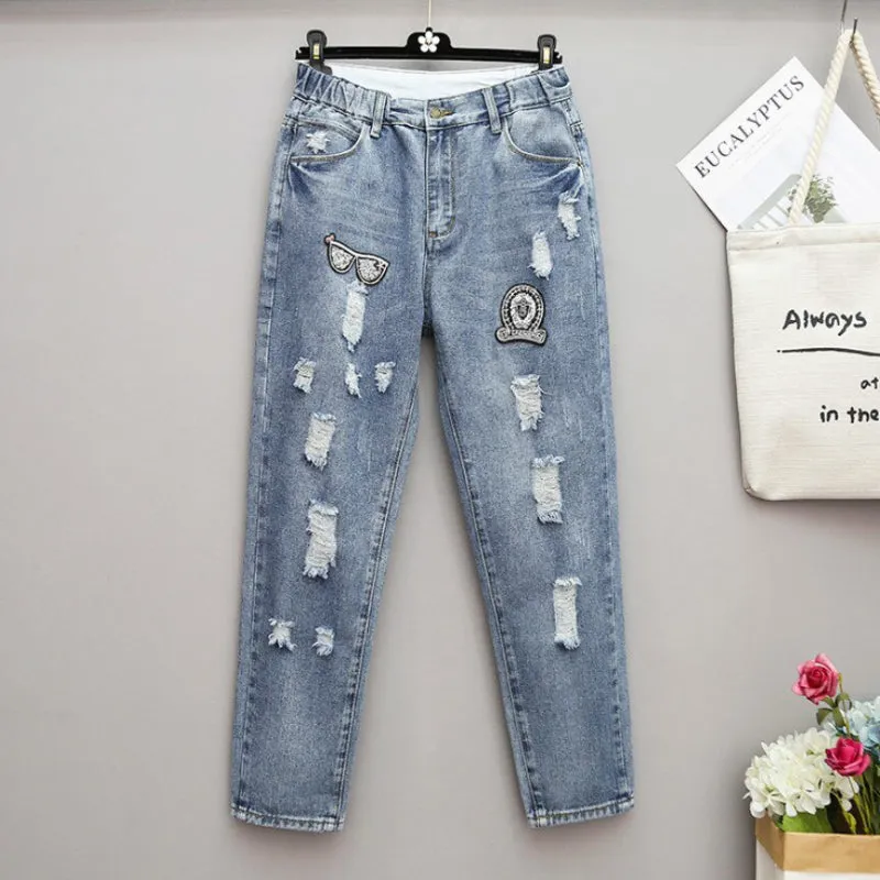 Casual Low Rise Ripped Jeans