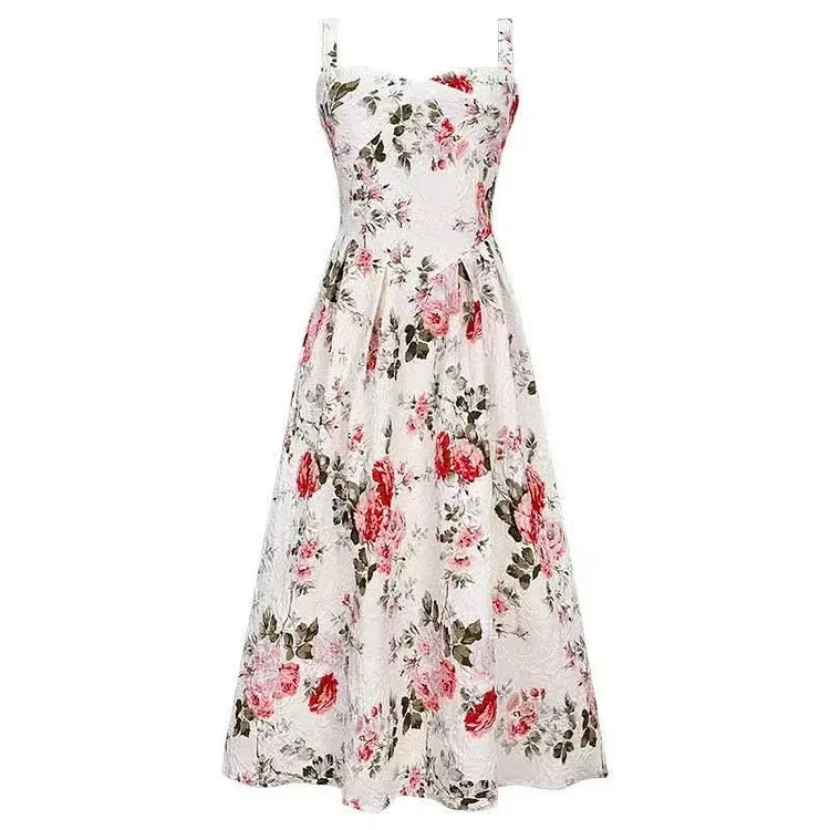 Chic Vintage Floral Print A-line Slip Dress