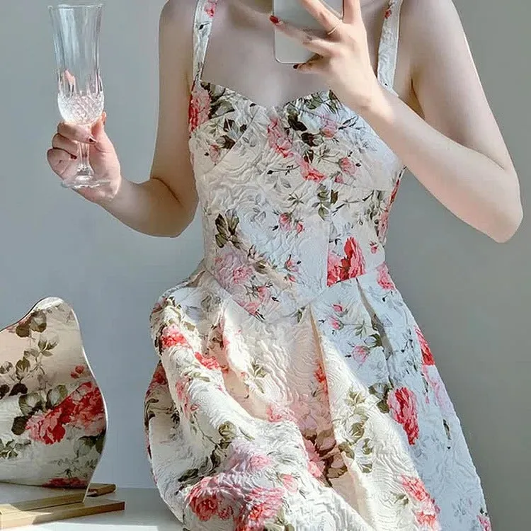 Chic Vintage Floral Print A-line Slip Dress