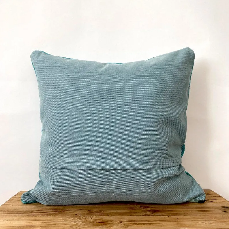 Chloris - Turquoise Hemp Pillow Cover