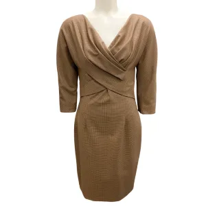 Christian Dior Brown Multi Houndstooth Wool Dress