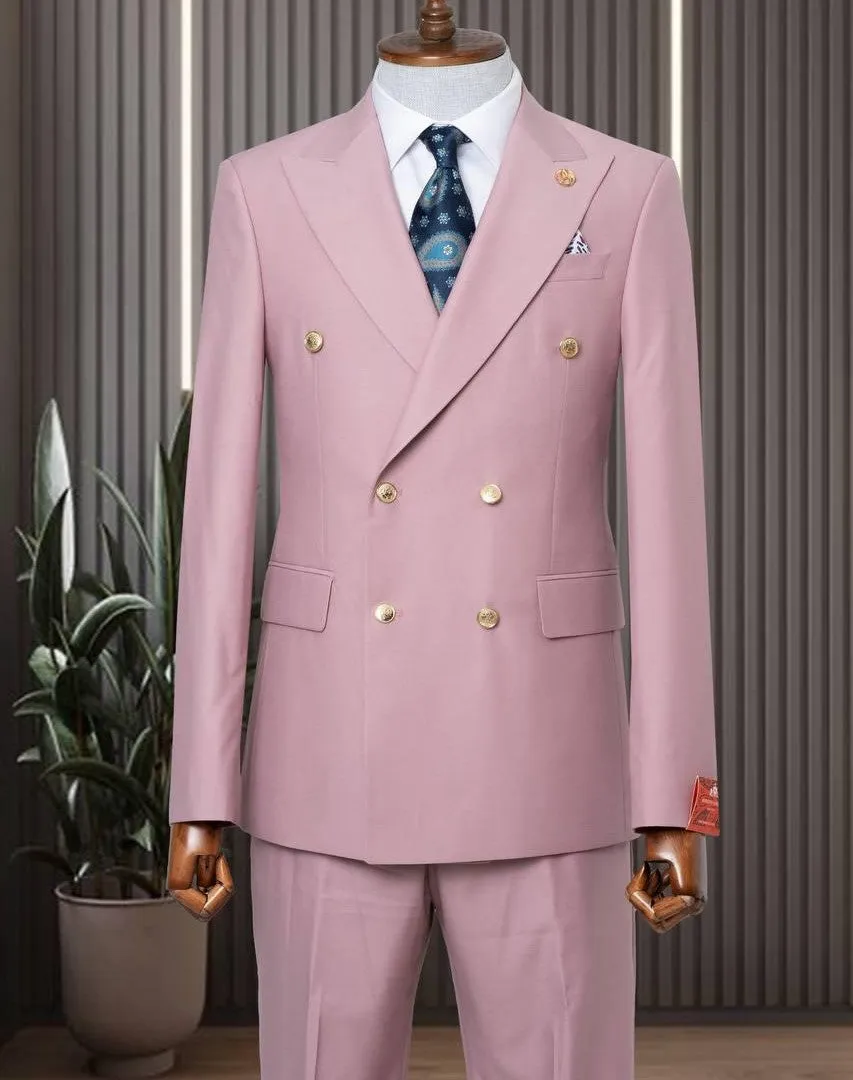 Classic Opal Pink Double Breasted Suit