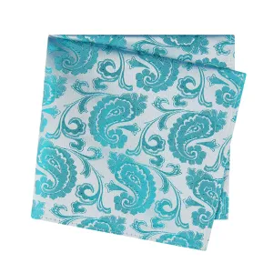 Classic Turquoise Paisley Silk Handkerchief