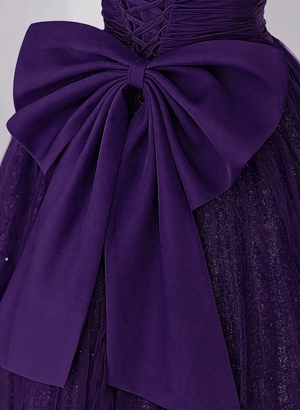 Dark Purple Tulle Scoop A-line Long Formal Dress, Dark Purple Evening Dress Prom Dress