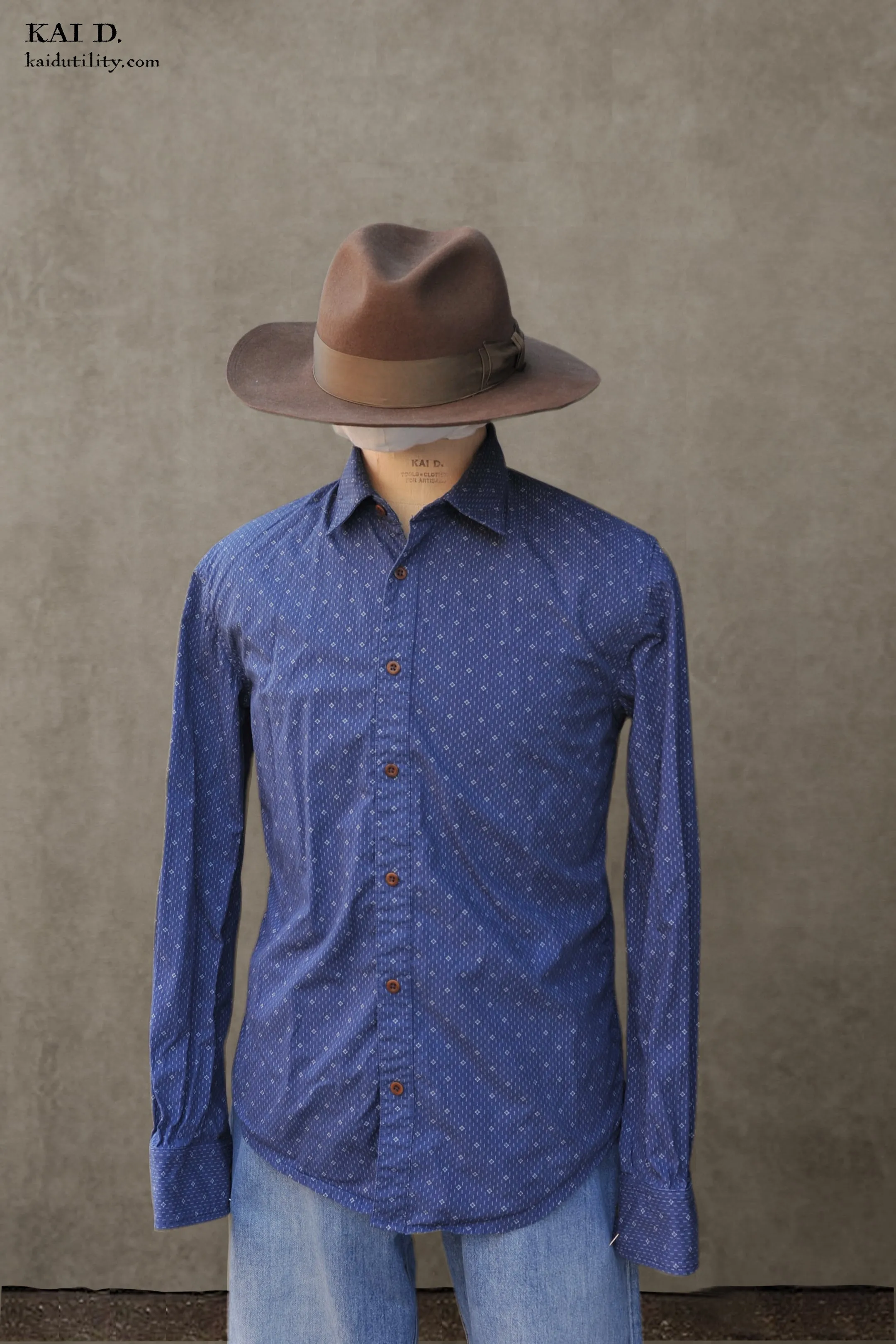 Delancey Shirt - Antique Indigo Print - M