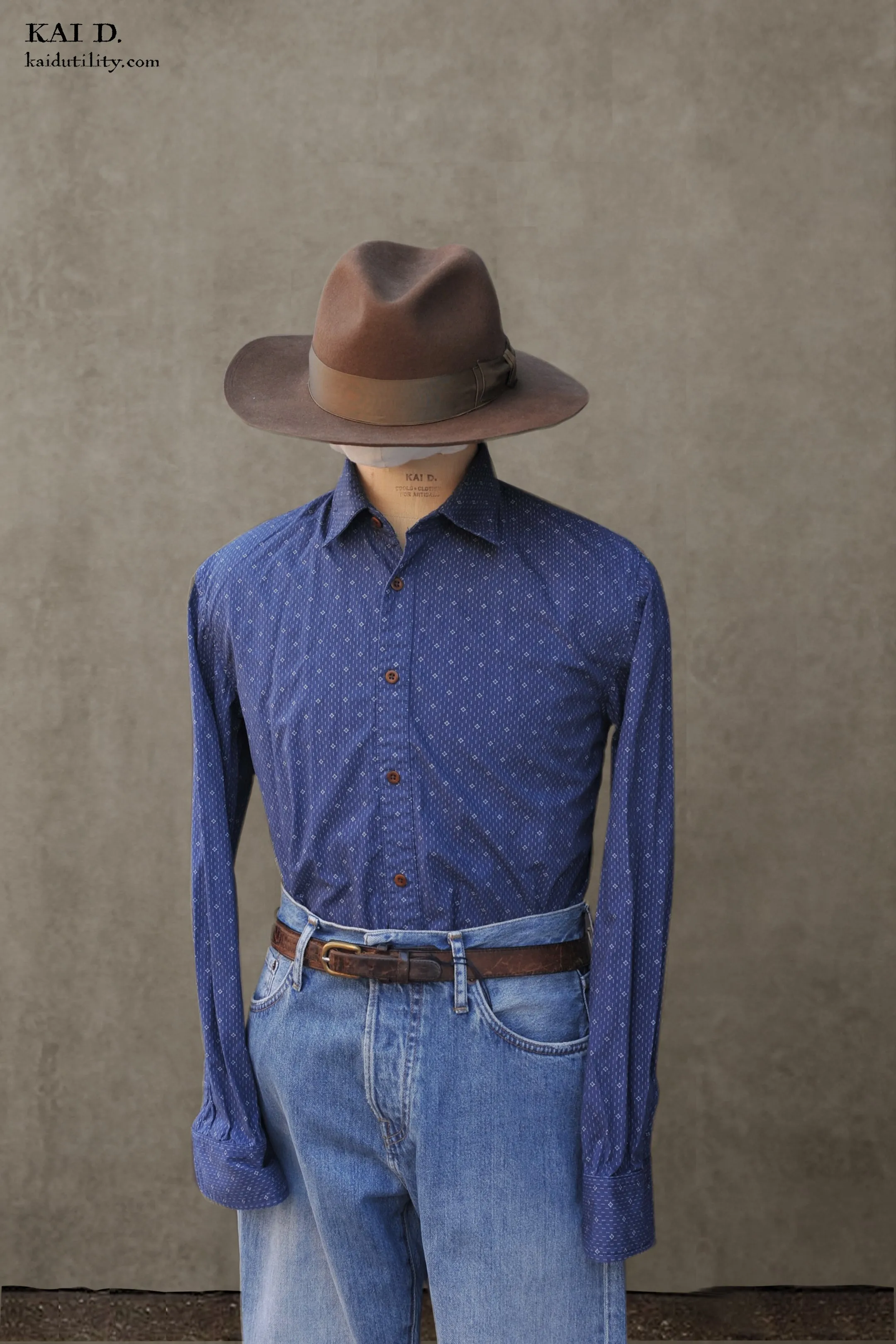 Delancey Shirt - Antique Indigo Print - M