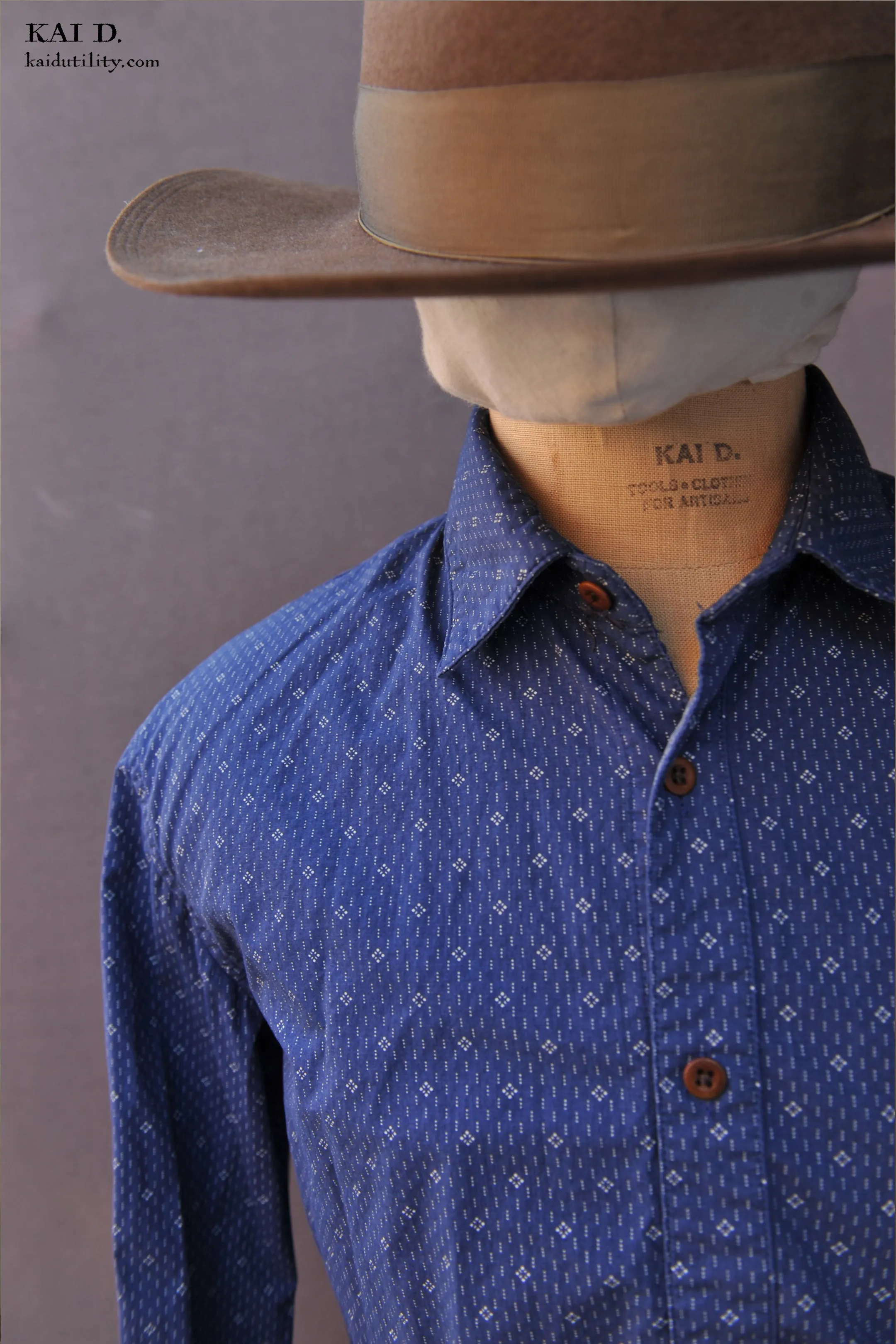 Delancey Shirt - Antique Indigo Print - M