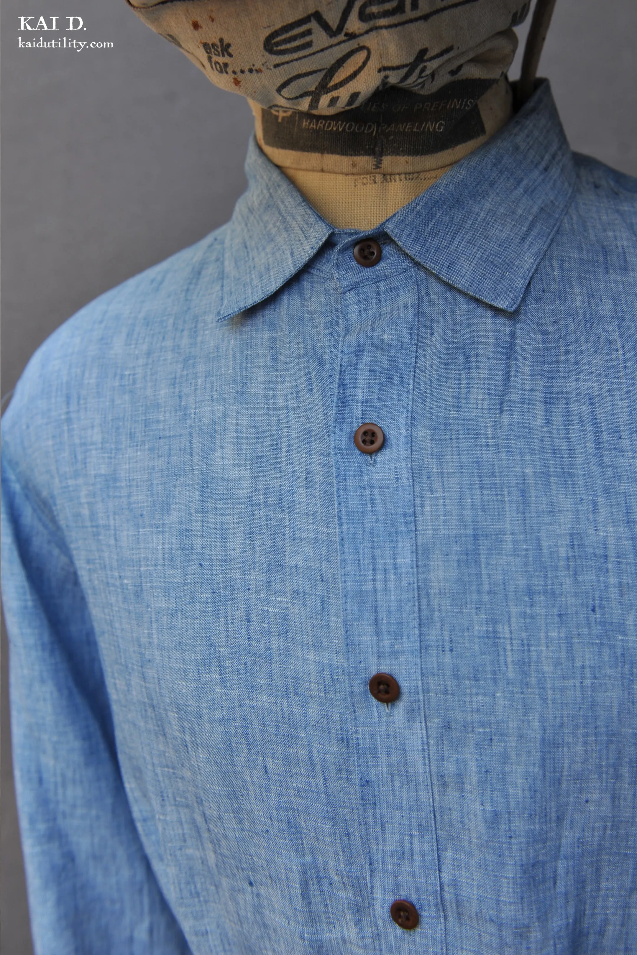 Delancey Shirt - Chambray Linen - Chambray Blue - L, XL