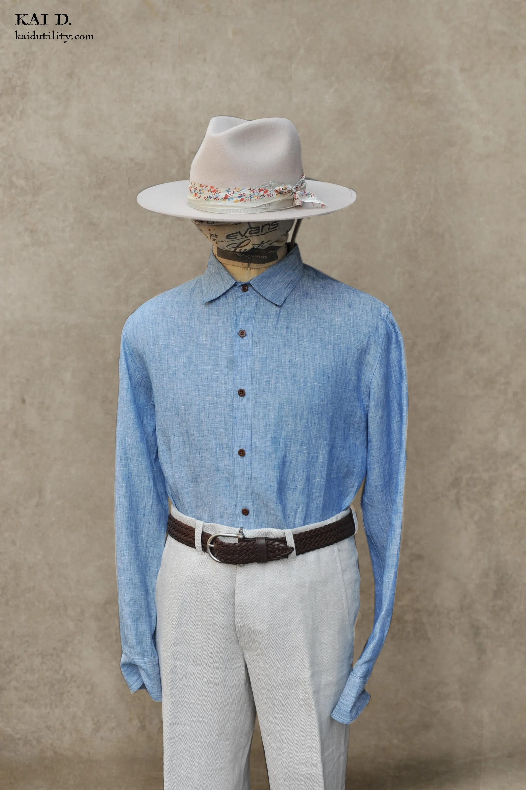 Delancey Shirt - Chambray Linen - Chambray Blue - L, XL