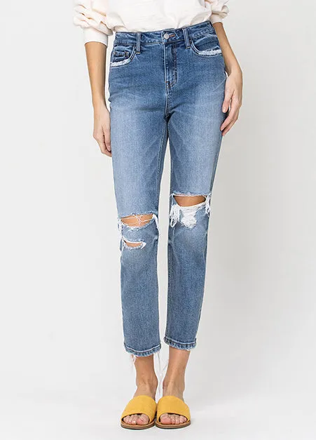 Distressed Gleams Stretch Boyfriend Jeans