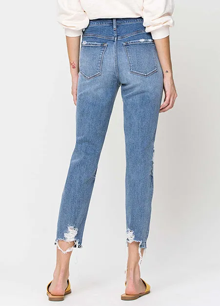 Distressed Gleams Stretch Boyfriend Jeans