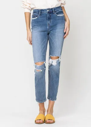 Distressed Gleams Stretch Boyfriend Jeans