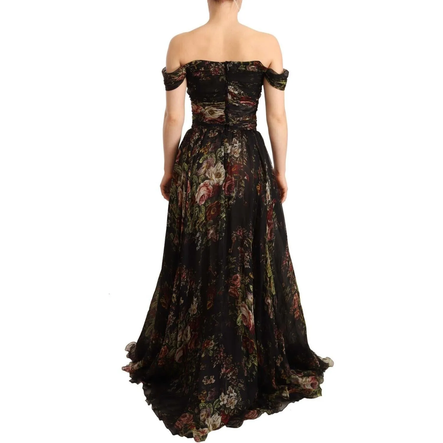 Dolce & Gabbana Floral Silk Off-Shoulder Long Dress