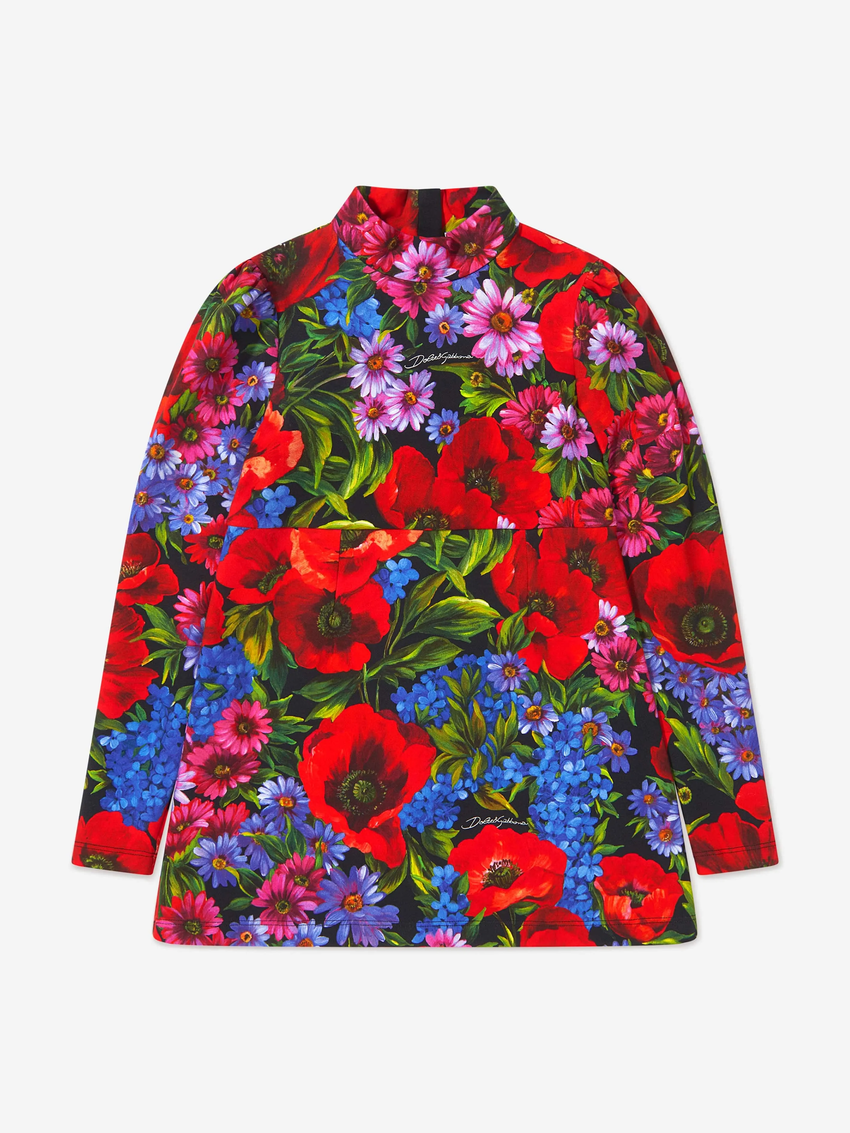 Dolce & Gabbana Girls Floral Print Long Sleeve Dress