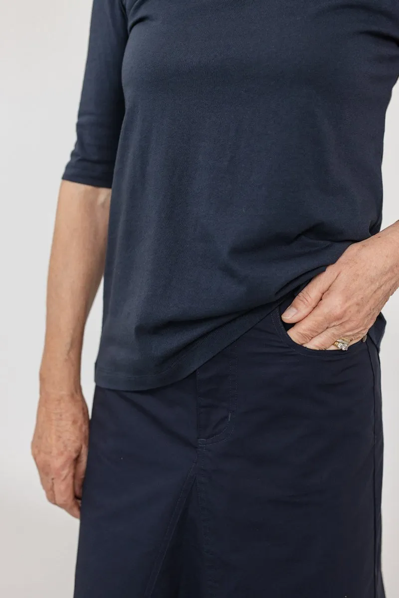 Elbow-Length Cotton T-Shirt