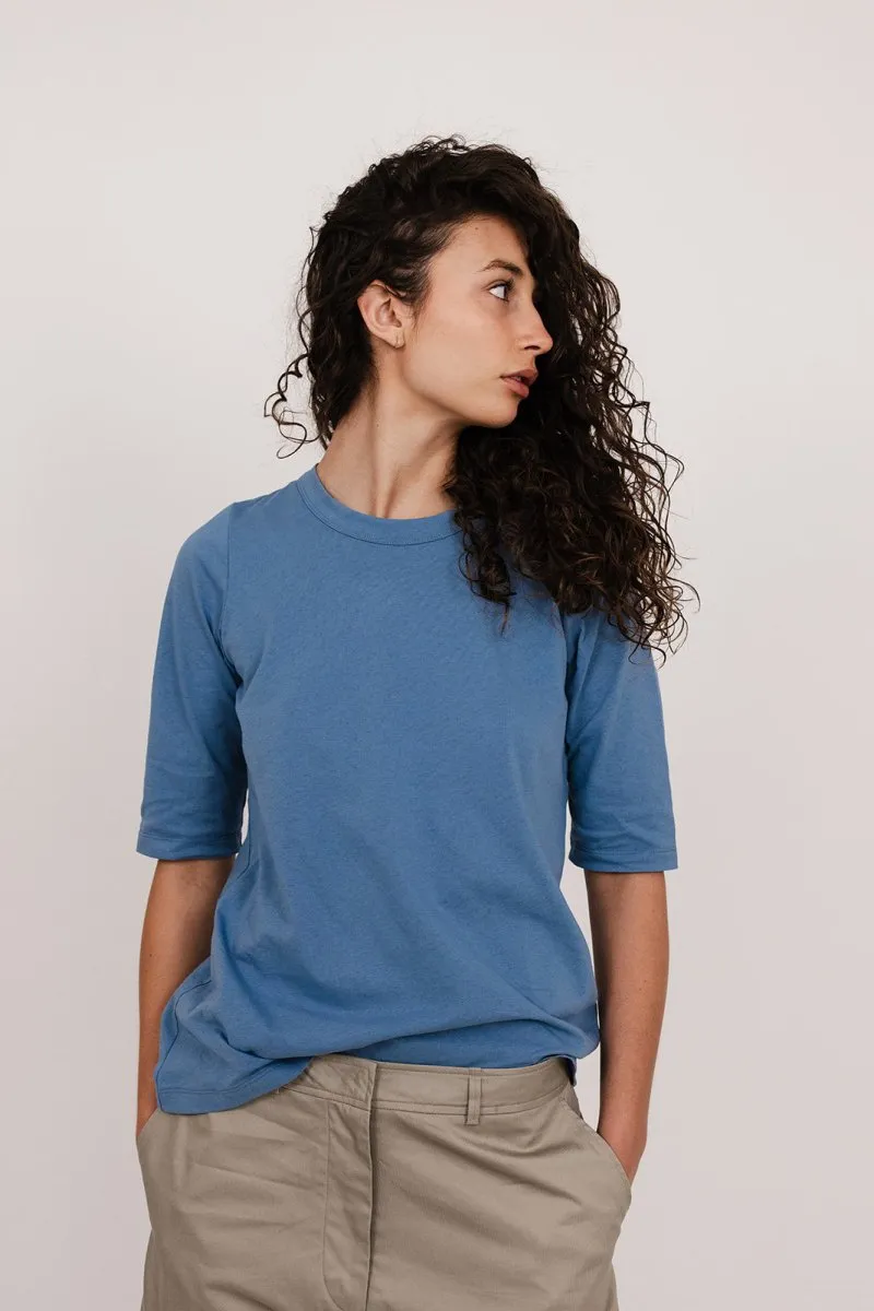 Elbow-Length Cotton T-Shirt