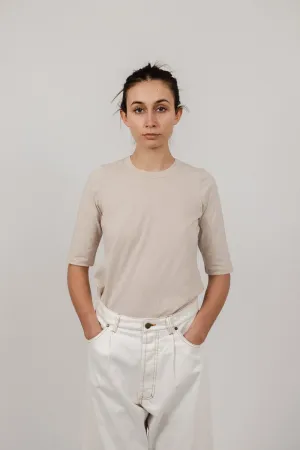 Elbow-Length Cotton T-Shirt